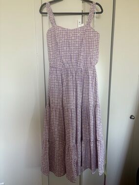City Chic Lavender Gingham Midi Dress